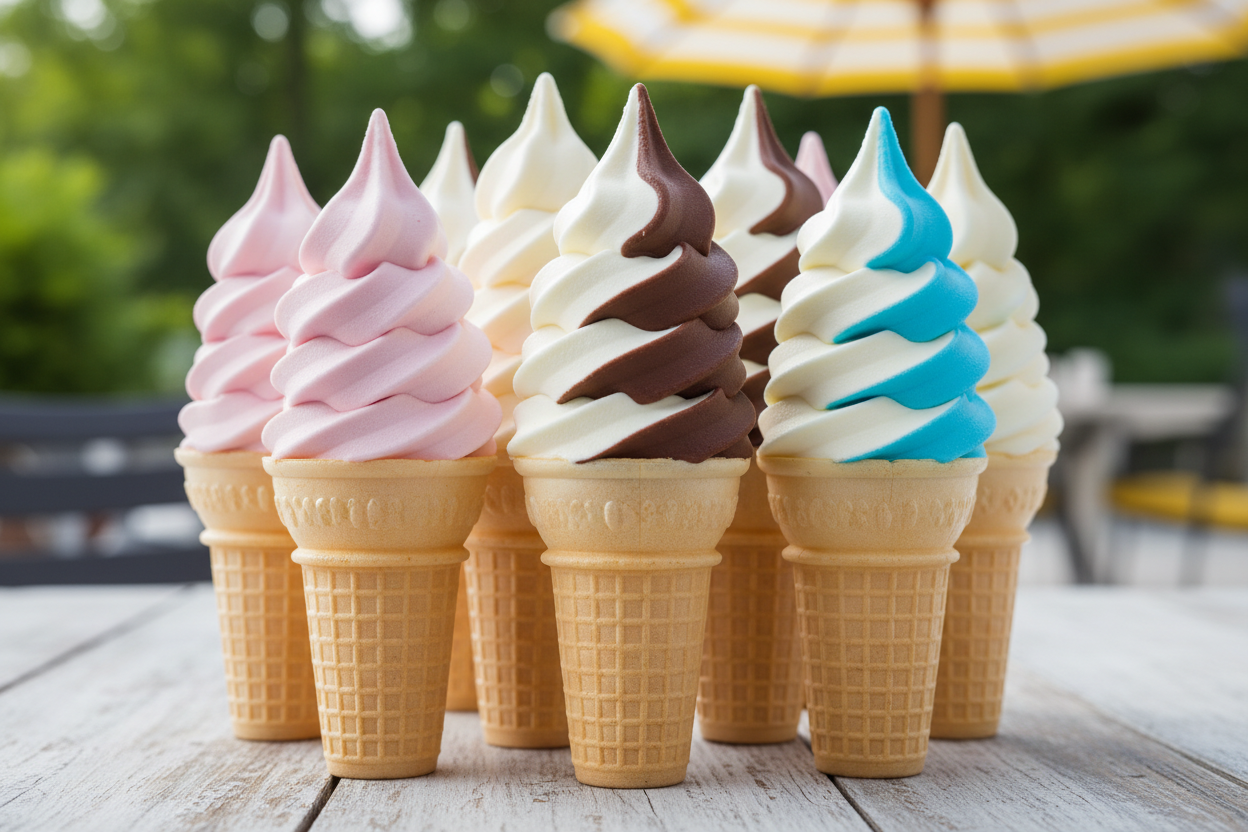 soft served ice cream cones for ice cream machine rental