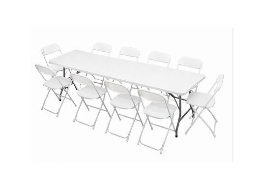 8ft Table & 10 Chairs