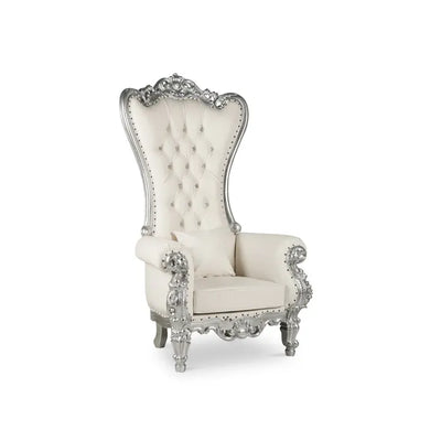 Silver Tufted Throne Chair